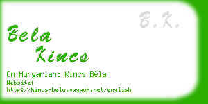 bela kincs business card
